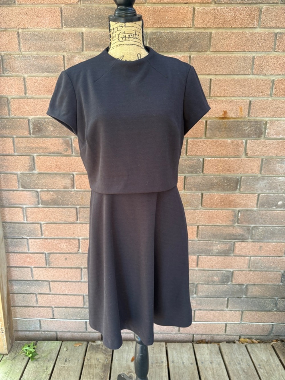 Donna Morgan Black Midi A-Line Dress with Short Sleeves Size 10